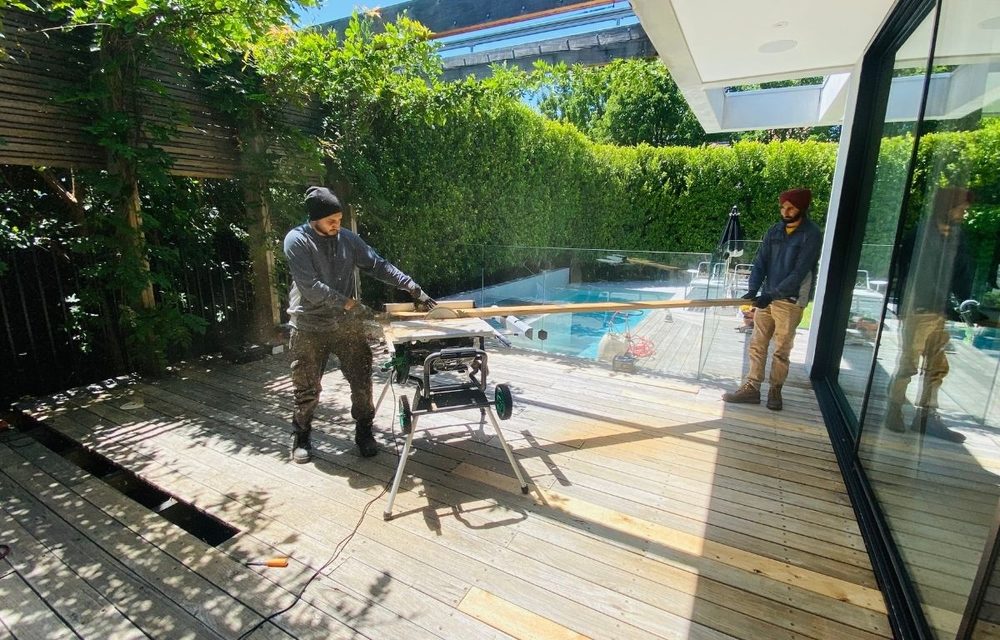 Close-up of a restored Melbourne timber deck — deck repairs
